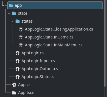 Refactored logic, states, inputs and outputs into separate files and under the new state and states folders.