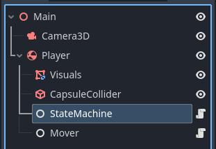 player node with mover and state machine